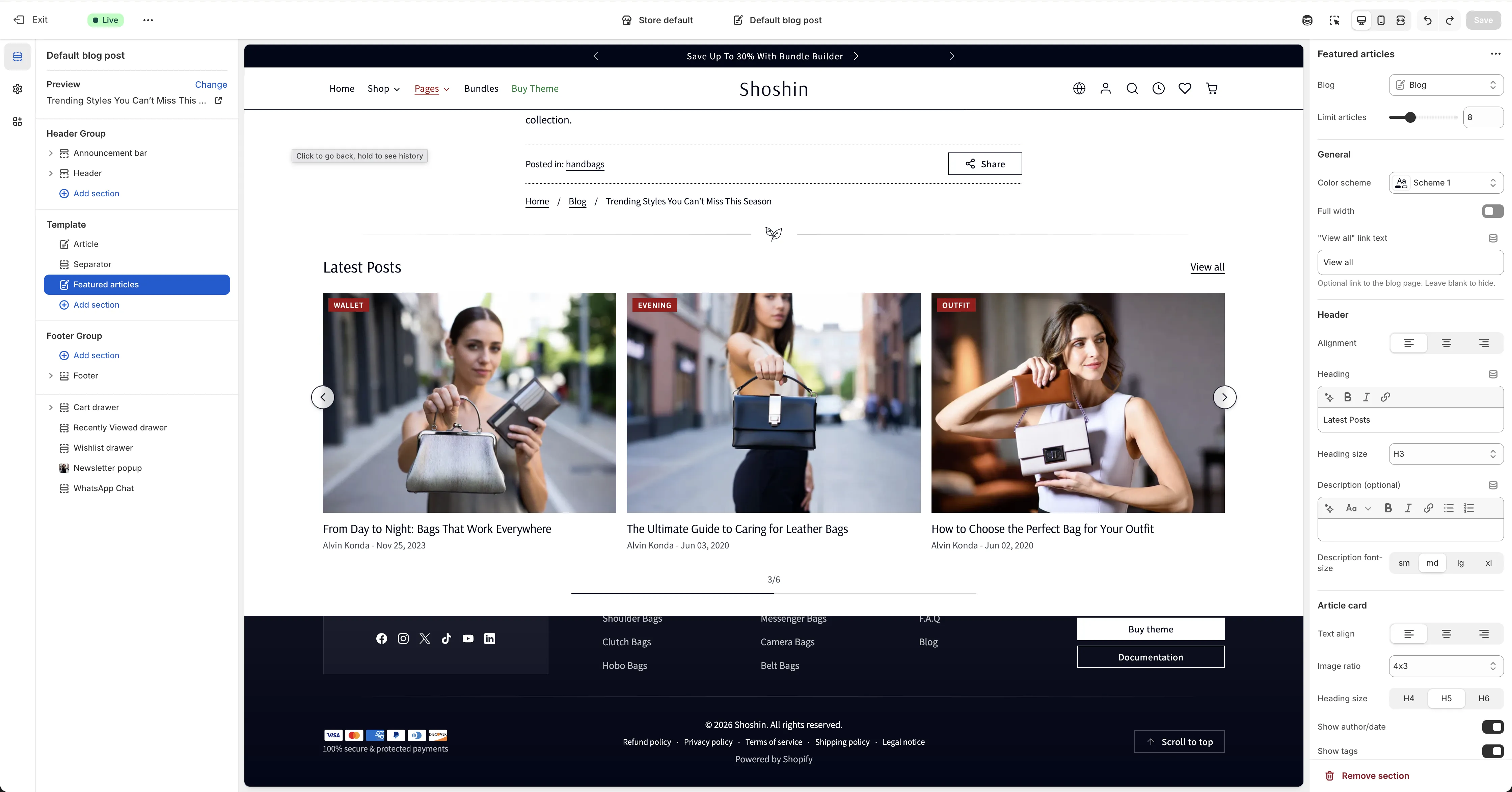 Featured Articles section